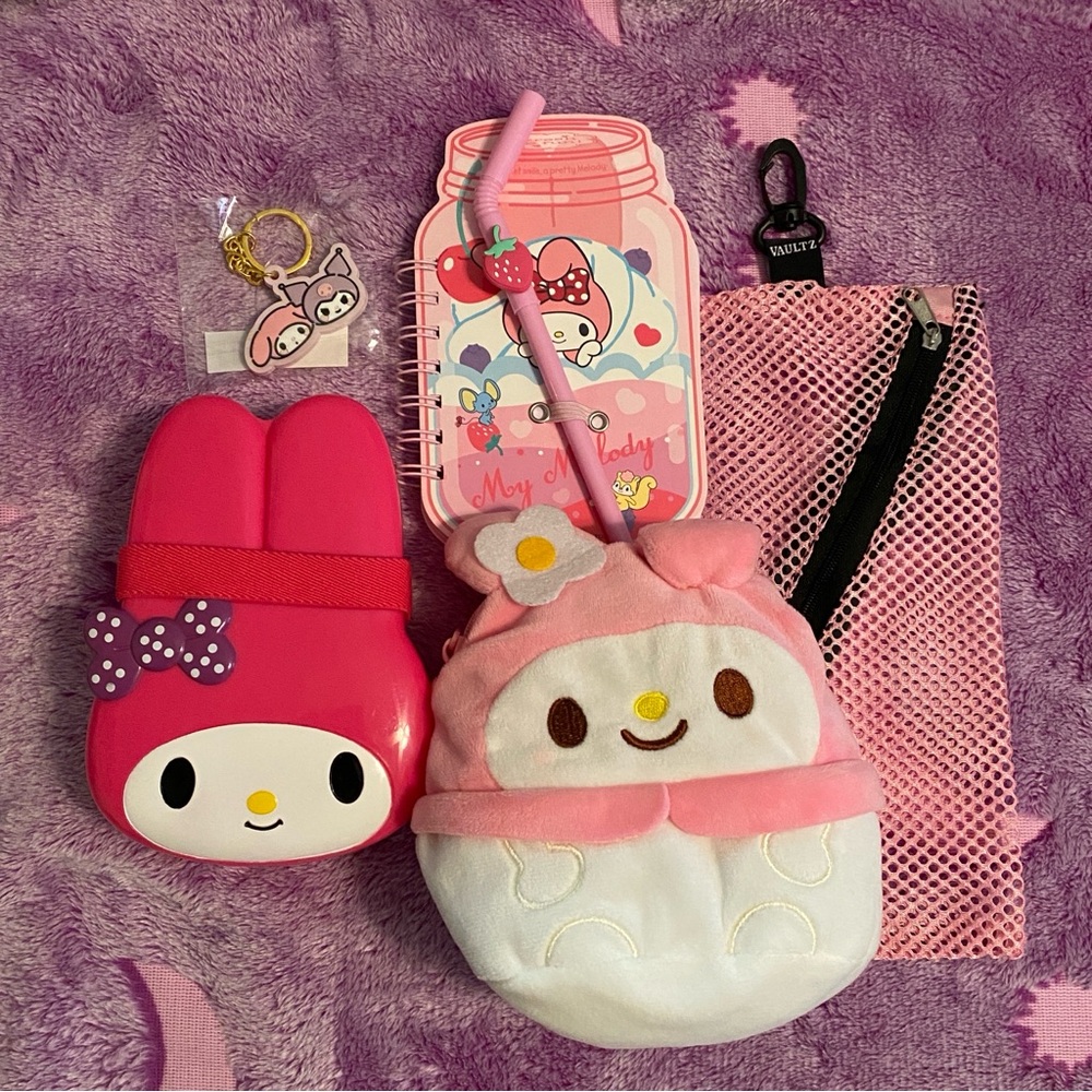 Sanrio My Melody 💕 Plush Pouch Keychain Notepad Lunchbox Lot